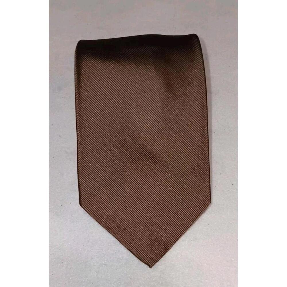 Guy Laroche Mens Neck Tie Brown And Navy Blue Luxury Made In Italy 100% Silk